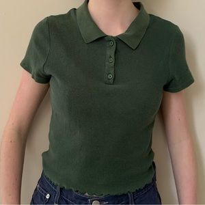 Cropped Polo Shirt (dark green, size S)
